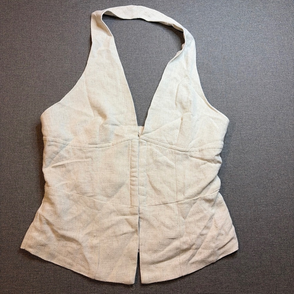 NWT Halter Top Coastal Grandma Festival Chic Corset Bustier Minimalist Boho Sz S